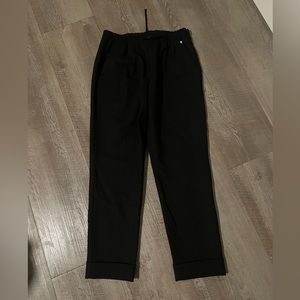 Max Mara Mixed Wool Casual Cropped Pants, Size 6, Black
